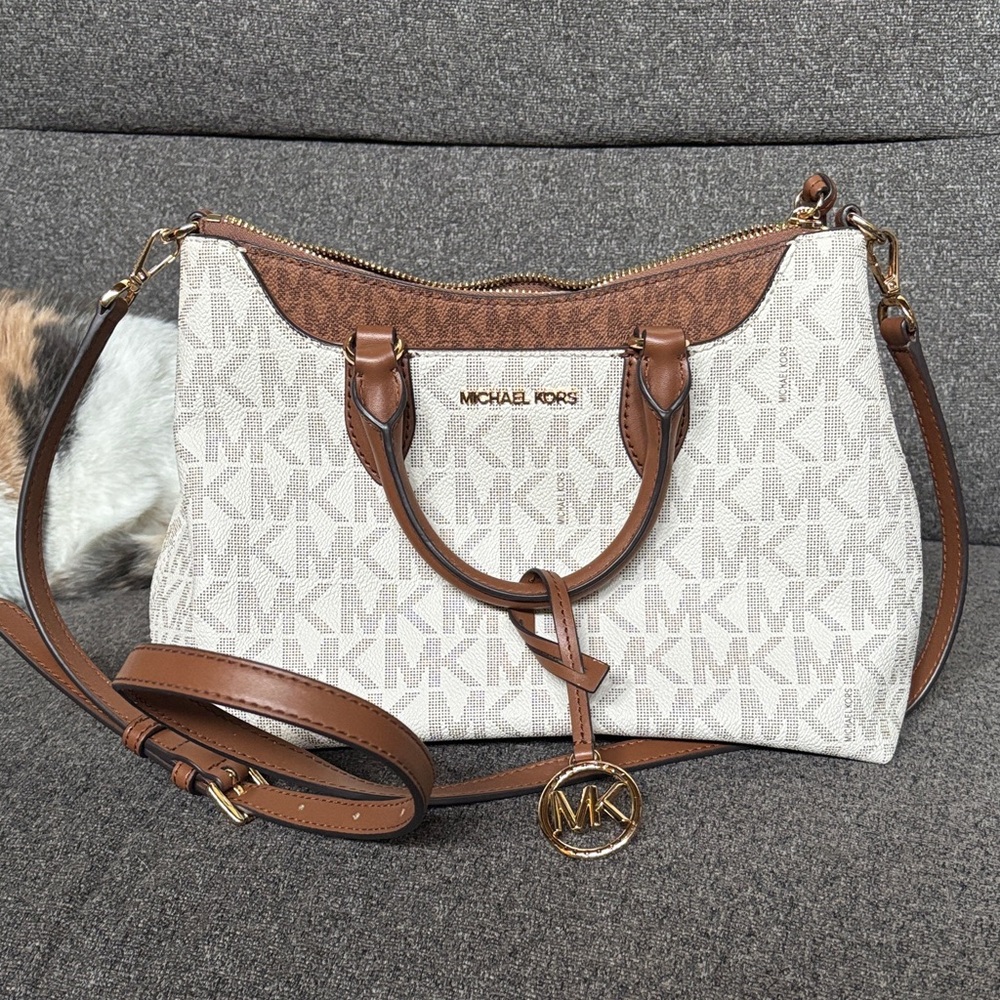 Michael Kors Tan and Cream Crossbody Bag